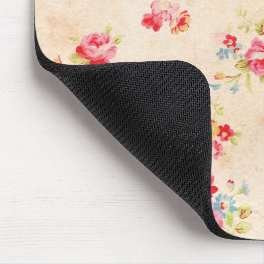 花ヴィンテージのぼろぼろのシックでガーリーなピンクの青いバラ マウスパッド (コーナー)