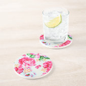 花ヴィンテージのシックなピンクの花 コースター (側面)