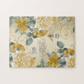 花ヴィンテージの女王バチの金バラ ジグソーパズル (横)