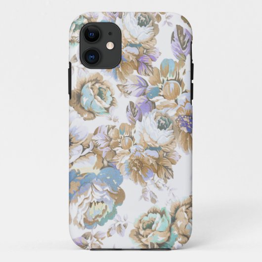花ヴィンテージの赤面のラベンダーの茶色のティール（緑がかった色）のバラ Case-Mate iPhoneケース (裏面)