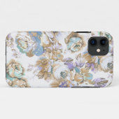 花ヴィンテージの赤面のラベンダーの茶色のティール（緑がかった色）のバラ Case-Mate iPhoneケース (裏面(横))