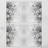 花ヴィンテージコラージュ1b 1/4白黒 (正面)