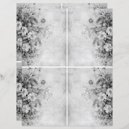 花ヴィンテージコラージュ1b 1/4白黒