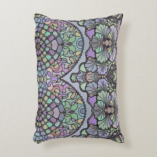 花ヴィンテージモザイクパープルパンジーエレガント アクセントクッション (正面(垂直))