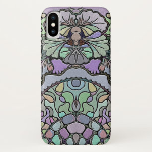 花ヴィンテージモザイクパープルパンジーエレガント iPhone X ケース