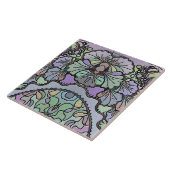 花ヴィンテージモザイクパープルパンジーフローラ エレガント タイル (側面)