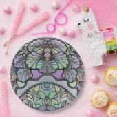 花ヴィンテージモザイクパープルパンジーフローラ エレガント ペーパープレート (パーティー)