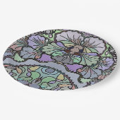 花ヴィンテージモザイクパープルパンジーフローラ エレガント ペーパープレート (アングル)