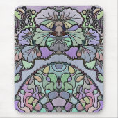 花ヴィンテージモザイクパープルパンジーフローラ エレガント マウスパッド (正面)