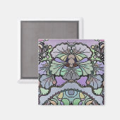 花ヴィンテージモザイクパープルパンジーフローラ エレガント マグネット (正面/裏面)