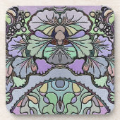花ヴィンテージモザイク紫パンジーフローラエレガント  コースター (正面)