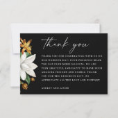 花ヴィンテージ椿。ブラックフローラ結婚ズ サンキューカード (正面)