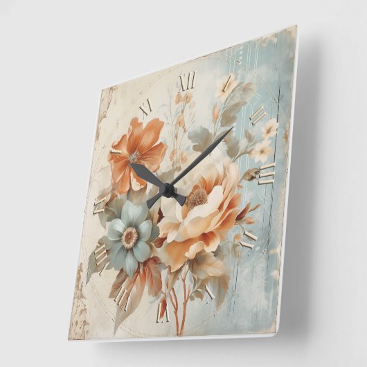 花ヴィンテージ10 スクエア壁時計 (傾斜)