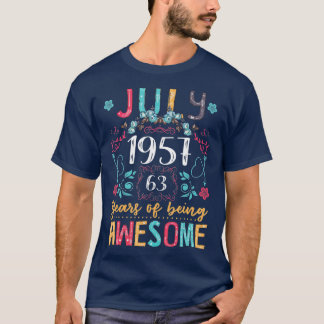 花ヴィンテージ1957年7月63日誕生日ギフト63 Tシャツ