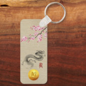 花中国のドラゴン新年モノグラムRecK キーホルダー (裏面)