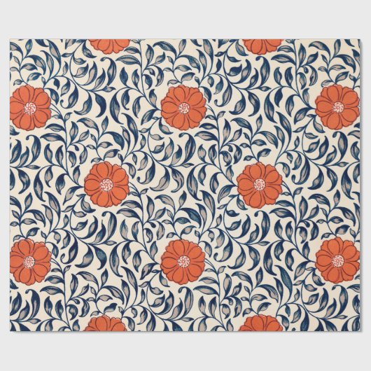 花中国の柄包み紙 ラッピングペーパー (フラット)