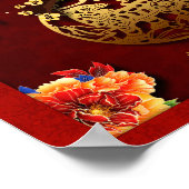 花中国の虎の年紙切りポスター ポスター (角)