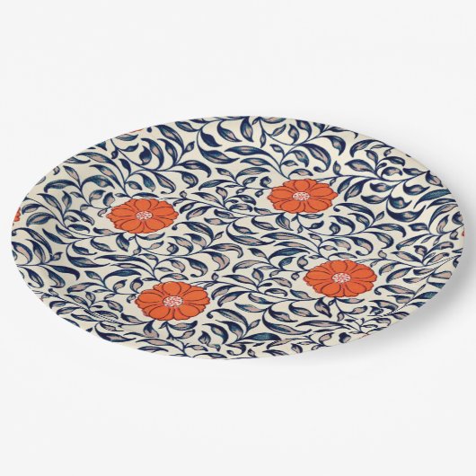 花人気がある模様 ペーパープレート (アングル)