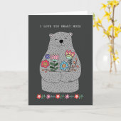 花付おもしろいきバレンタイン記念日ビッグベア カード (黄色い花)