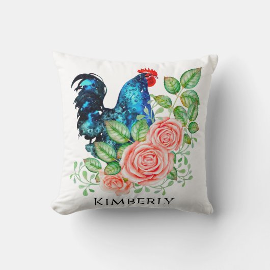 花付きオウスターウォーターカラーアート装飾用クッション クッション (正面)