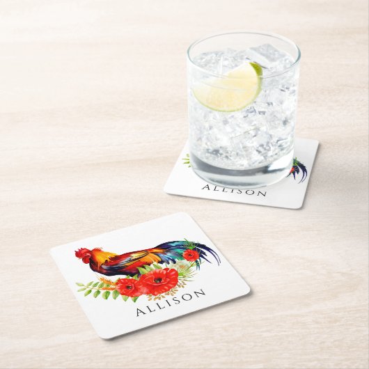 花付きオルパーソナライズされたスタースクエア紙Coa スクエアペーパーコースター (インサイチュ)