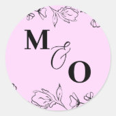 花付きカスタムウェディングイニシャルシール ラウンドシール (正面)