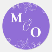 花付きカスタムウェディングイニシャルシール ラウンドシール (正面)