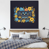 花付きカセットテープ キャンバスプリント (インサイチュ (寝室))