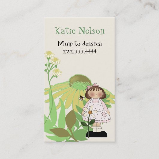 花付きカントリーガールmommyカード コーリングカード (正面)