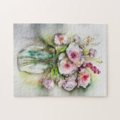 花付きガラス花瓶 ジグソーパズル (横)