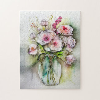 花付きガラス花瓶 ジグソーパズル