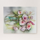 花付きガラス花瓶 ジグソーパズル (横)