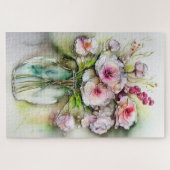 花付きガラス花瓶 ジグソーパズル (横)