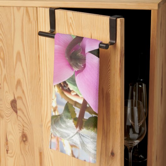 花付きキッチン実在タオル。 キッチンタオル (三つ折り)