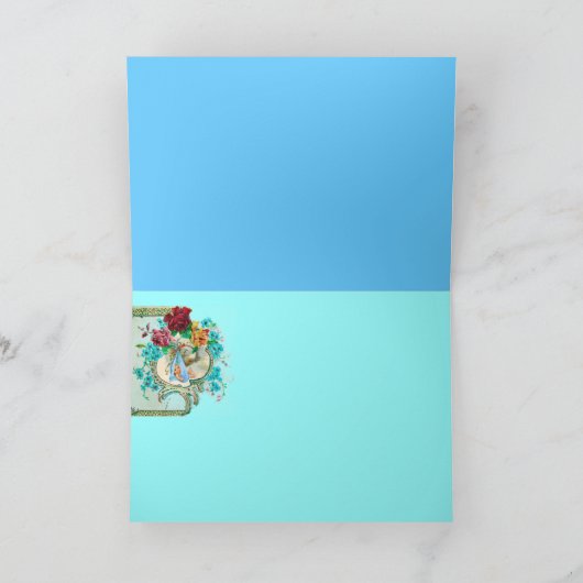 花付きコウノトリ男の赤ちゃんシャワー 招待状 (内部)