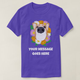 花付きコルギパーソナライズされた犬 Tシャツ