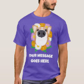 花付きコルギパーソナライズされた犬 Tシャツ (正面)