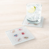 花付きコースターハート ガラスコースター (アングル)