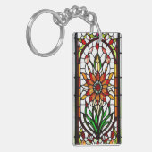 花付きステンドグラス鮮やかパネル キーホルダー (正面左)