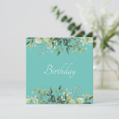 花付きソフトグリーン誕生日パーティーの招待 招待状 (スタンド正面)