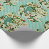 花付きティーカップヴィンテージイラストレーション ラッピングペーパー (角)
