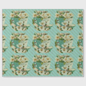 花付きティーカップヴィンテージイラストレーション ラッピングペーパー (フラット)