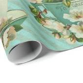 花付きティーカップヴィンテージイラストレーション ラッピングペーパー (ロールコーナー)