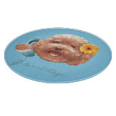 花付きトイプードル及び電話イラストレーション カッティングボード (角)