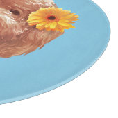 花付きトイプードル及び電話イラストレーション カッティングボード (角)