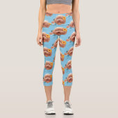 花付きトイプードル及び電話イラストレーション カプリレギンス (正面)