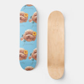 花付きトイプードル及び電話イラストレーション スケートボード (正面)