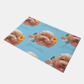 花付きトイプードル及び電話イラストレーション ドアマット (アングル)