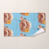 花付きトイプードル及び電話イラストレーション ハンドタオル (ハンドタオル)