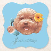 花付きトイプードル及び電話イラストレーション ペーパーコースター (正面)